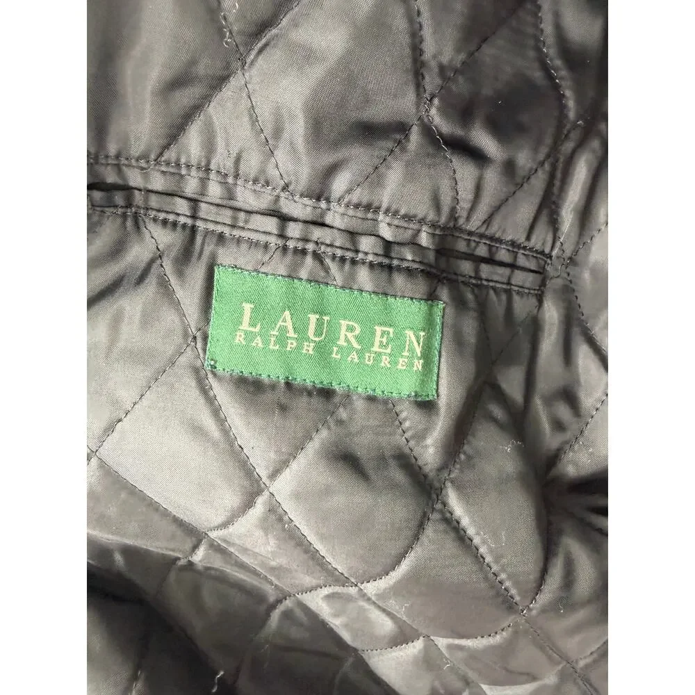 Lauren Ralph Lauren Green Label Wool Overcoat SZ L Black 100% Wool Classic